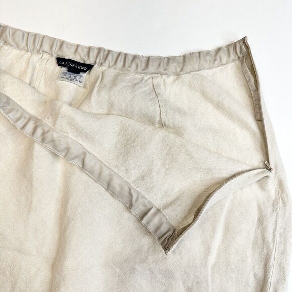 Lands End 100% Linen A-Line Skirt Womens 18W Neutral Beige Side Zip Plus Size - Picture 6 of 9